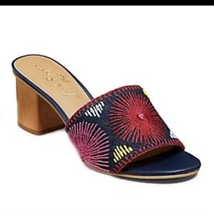 Jack Rogers Bettina Mid-Heel Embroidered Sandals